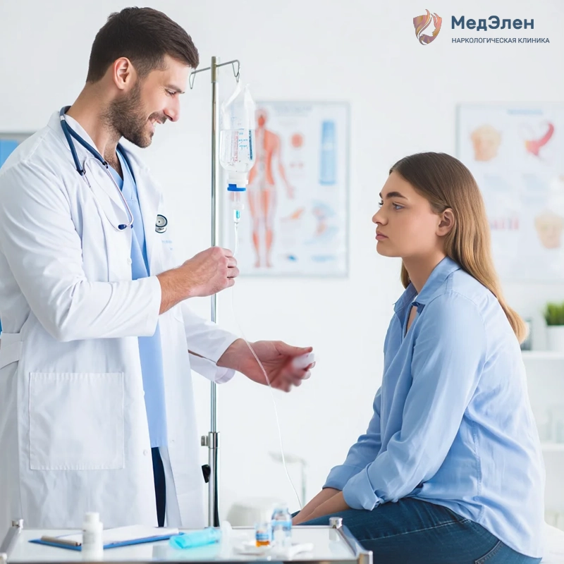 Врач ставит капельницу пациентке